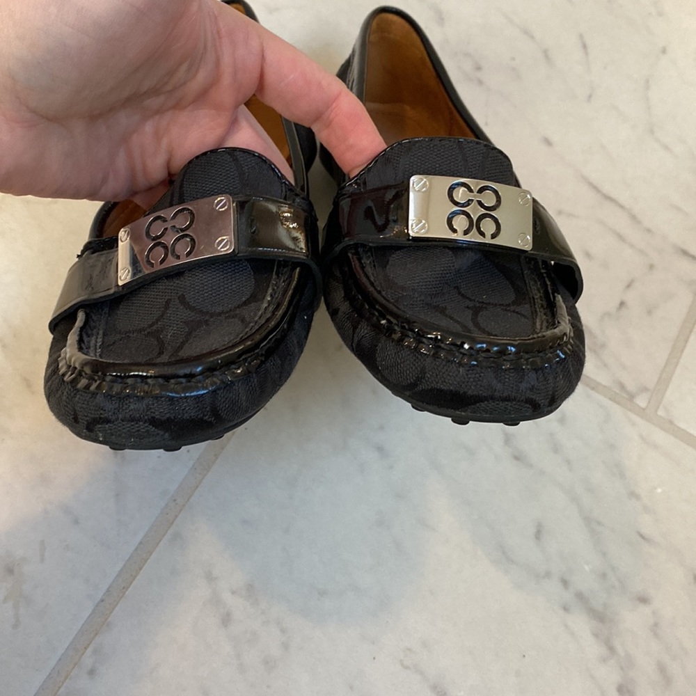 Black patent/fabric Coach loafers - Sz 6.5 - Picture 3 of 7